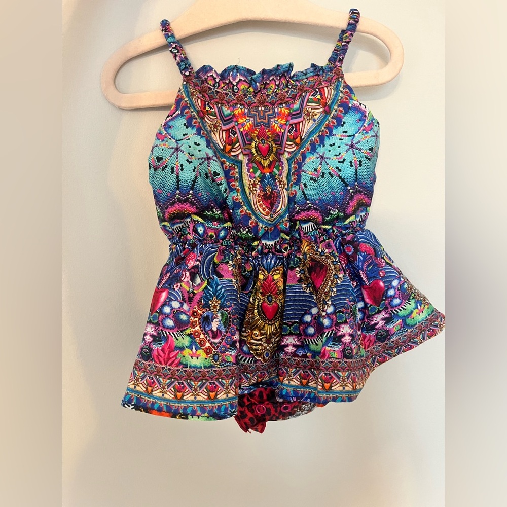 Milla by Camilla Bright Multicolor Printed Spaghetti-Strap Romper 6-12months